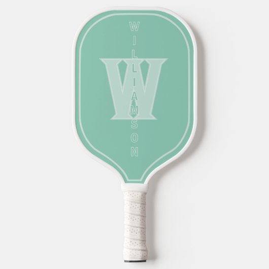 Raquette De Pickleball Monogramme avec nom vertical dans la mer (Recto)