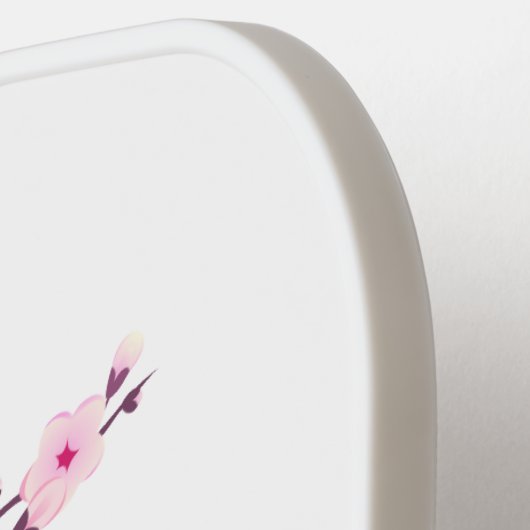 Raquette De Pickleball Monogramme blanc cerise en fleurs (Détail gauche)