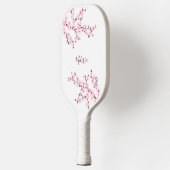Raquette De Pickleball Monogramme blanc cerise en fleurs (Gauche)