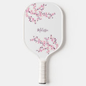 Raquette De Pickleball Monogramme blanc cerise en fleurs (Verso)