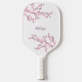 Raquette De Pickleball Monogramme blanc cerise en fleurs (Recto)