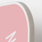 Raquette De Pickleball Monogramme blanc rose rose pastel moderne minimali (Détail gauche)