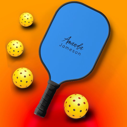 Raquette De Pickleball Monogramme bleu chic moderne