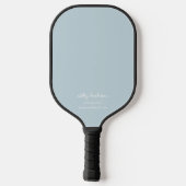 Raquette De Pickleball Monogramme bleu clair moderne Nom + Contact (Verso)