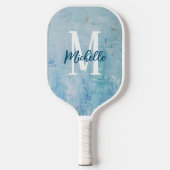 Raquette De Pickleball Monogramme bleu et blanc classique (Recto)