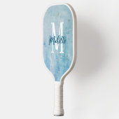Raquette De Pickleball Monogramme bleu et blanc classique (Gauche)