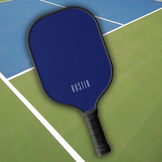 Raquette De Pickleball Monogramme bleu foncé moderne Nom
