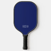 Raquette De Pickleball Monogramme bleu foncé moderne Nom (Verso)