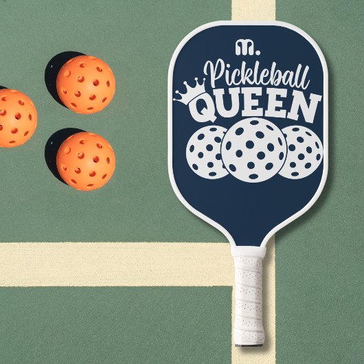 Raquette De Pickleball Monogramme bleu marine Custom Pickball Queen