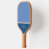 Raquette De Pickleball Monogramme bleu moderne Nom + Club (Gauche)