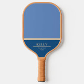 Raquette De Pickleball Monogramme bleu moderne Nom + Club (Verso)