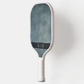 Raquette De Pickleball monogramme bleu moderne texturé simple (Gauche)