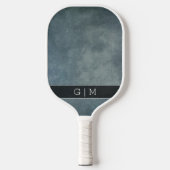 Raquette De Pickleball monogramme bleu moderne texturé simple (Recto)