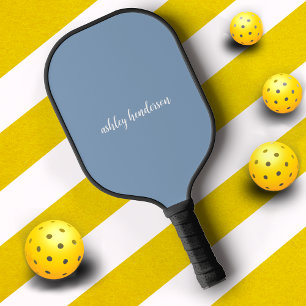 Raquette De Pickleball Monogramme bleu Pastel simple pour dames
