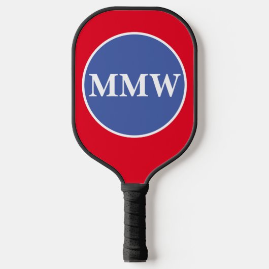 Raquette De Pickleball Monogramme bleu rouge Pickleball Paddle (Recto)