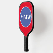 Raquette De Pickleball Monogramme bleu rouge Pickleball Paddle (Gauche)