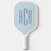 Raquette De Pickleball Monogramme bleu simple à trois lettres (Verso)