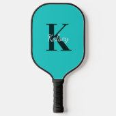 Raquette De Pickleball Monogramme bleu simple initial + nom (Recto)