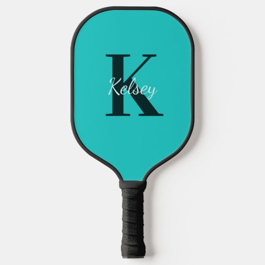 Raquette De Pickleball Monogramme bleu simple initial + nom (Recto)