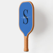Raquette De Pickleball Monogramme bleu simple initial + nom (Gauche)