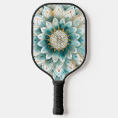 Raquette De Pickleball Monogramme Blue Turquoise or Floral Mandala (Verso)