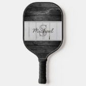 Raquette De Pickleball Monogramme Bois Rustique Noir Blanc (Verso)