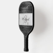 Raquette De Pickleball Monogramme Bois Rustique Noir Blanc (Gauche)