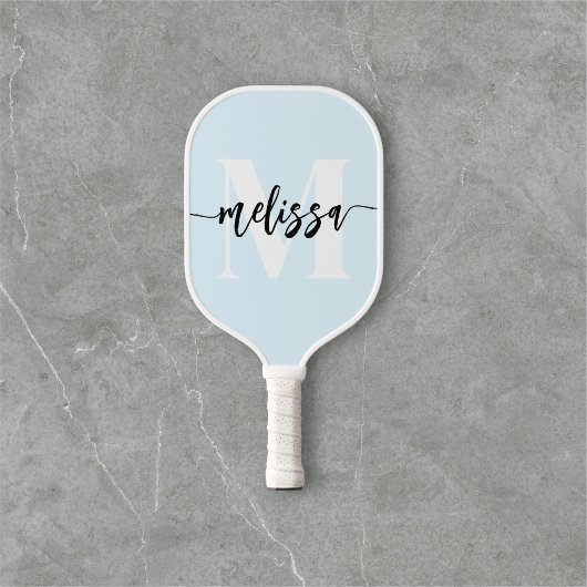 Raquette De Pickleball Monogramme Brush Calligraphie bleu
