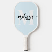 Raquette De Pickleball Monogramme Brush Calligraphie bleu (Verso)