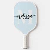 Raquette De Pickleball Monogramme Brush Calligraphie bleu (Recto)
