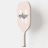 Raquette De Pickleball Monogramme Brush Calligraphie Blush rose (Gauche)