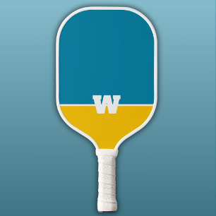 Raquette De Pickleball Monogramme Ciel à deux tons et Mango à blanc