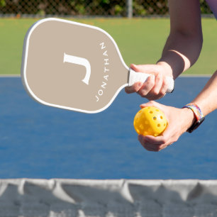 Raquette De Pickleball Monogramme classique beige minimal