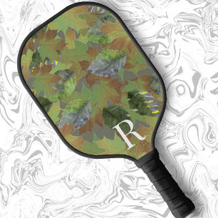 Raquette De Pickleball monogramme classique Cadeau camo feuille pour papa