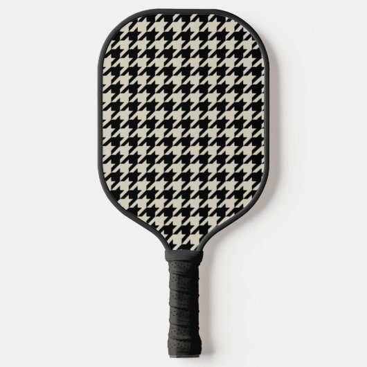 Raquette De Pickleball Monogramme classique Houndstooth blanc cassé (Recto)