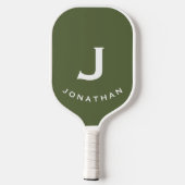 Raquette De Pickleball Monogramme classique minimal vert olive (Verso)