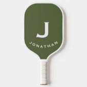 Raquette De Pickleball Monogramme classique minimal vert olive (Recto)