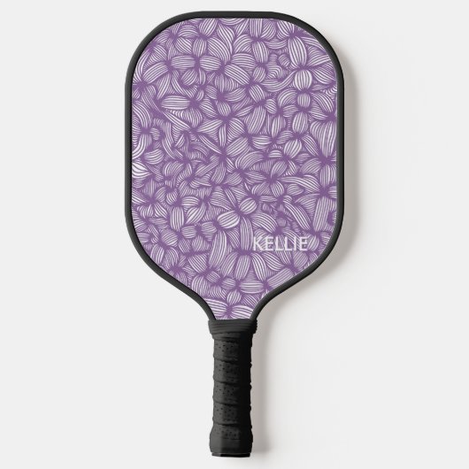 Raquette De Pickleball Monogramme cool violet et blanc (Verso)