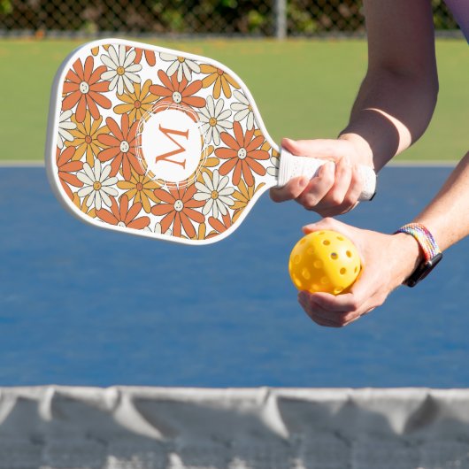 Raquette De Pickleball Monogramme d'alimentation hippie des années 1960 s (Insitu)