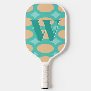 Raquette De Pickleball Monogramme d'aqua Super rétro et de pêche