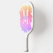 Raquette De Pickleball Monogramme d'aquarelle pourpre arc-en-ciel (Gauche)