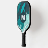 Raquette De Pickleball Monogramme d'art Abstrait cool requin (Gauche)
