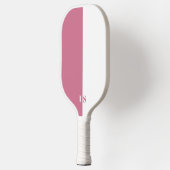 Raquette De Pickleball Monogramme de bande moderne rose et blanc (Gauche)