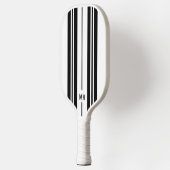 Raquette De Pickleball monogramme de bandes blanches et noires (Gauche)