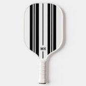 Raquette De Pickleball monogramme de bandes blanches et noires (Verso)