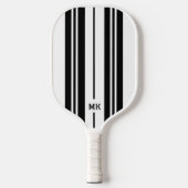 Raquette De Pickleball monogramme de bandes blanches et noires (Recto)