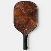 Raquette De Pickleball Monogramme de bois rustique moderne (Verso)