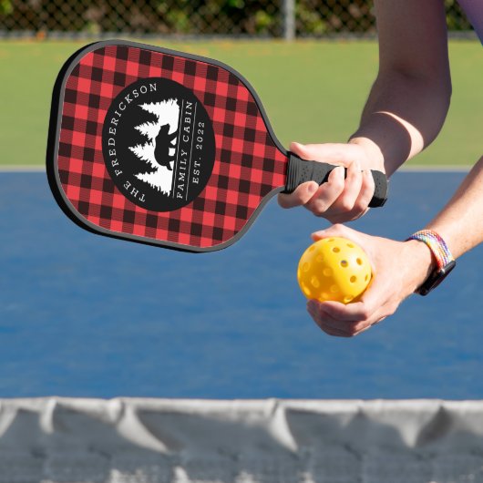 Raquette De Pickleball Monogramme de Cabine familial de Buffalo Plaid (Insitu)