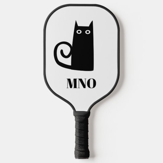 Raquette De Pickleball Monogramme de chat noir (Recto)