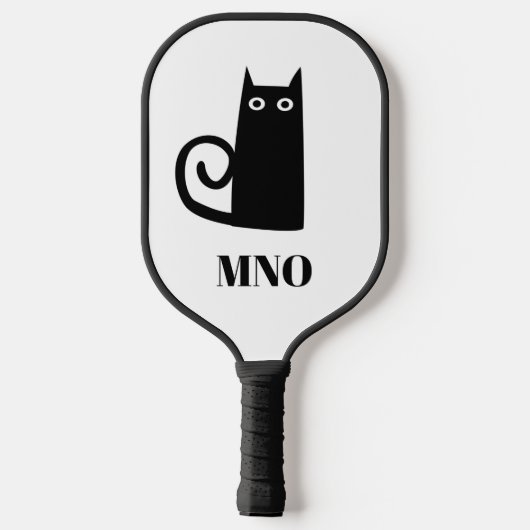 Raquette De Pickleball Monogramme de chat noir (Verso)